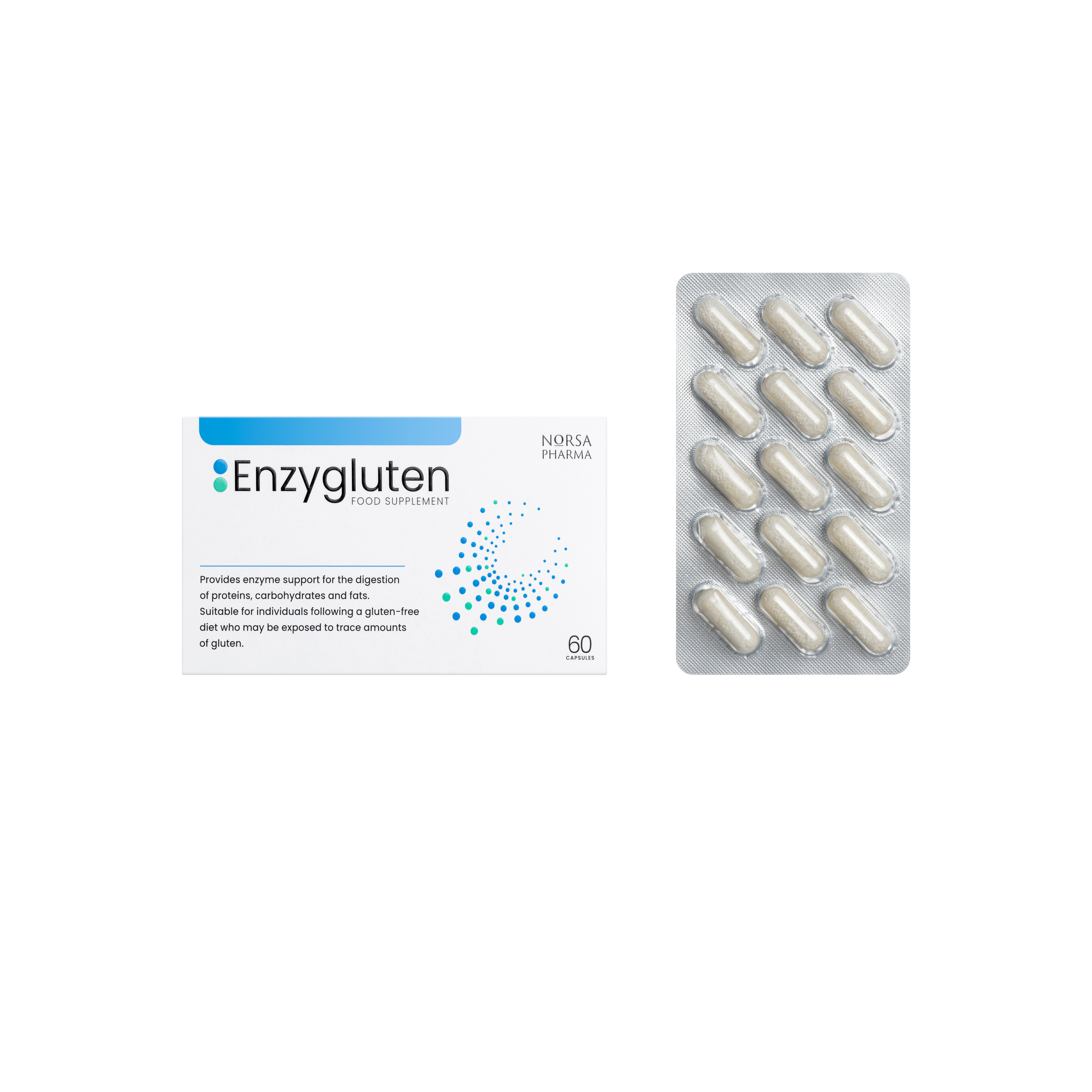 Enzygluten | Digestive Enzyme Complex with Tolerase® G | Broad Spectrum Enzymes for Proteins, Carbs & Fats | Gluten-Free Lifestyle | 60 Capsules