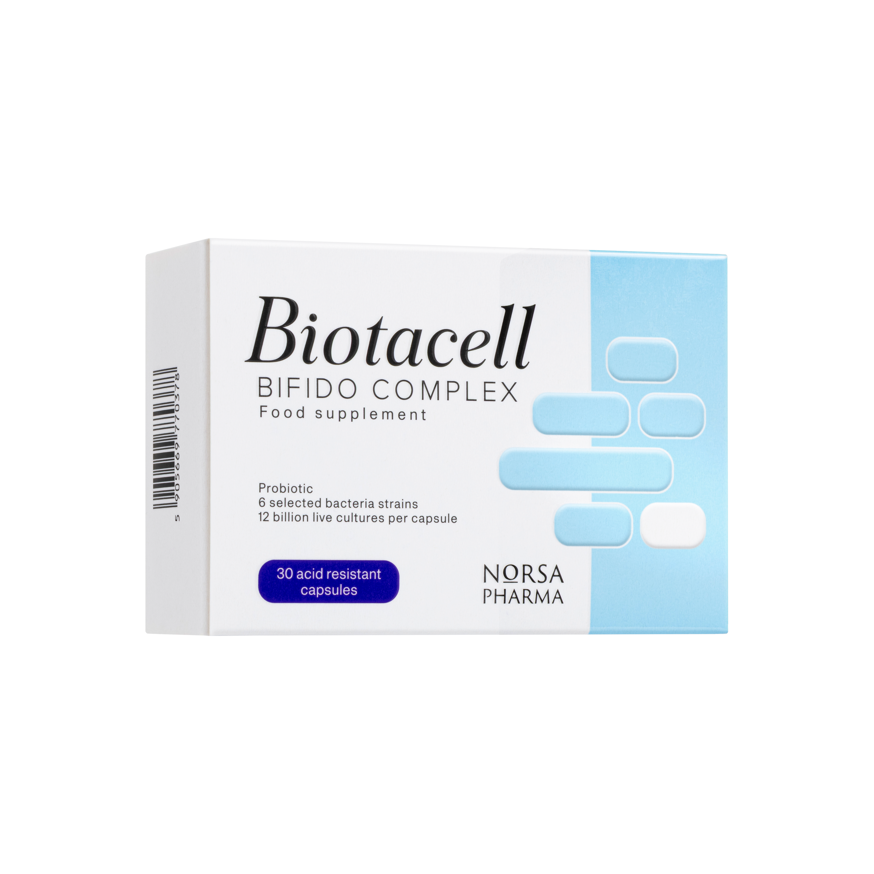 Biotacell Bifido Complex | 12 Billion CFU | 6 Bifidobacterium Strains | Enteric-Coated & Microencapsulated | With Acacia Fibre | Vegan, Gluten-Free | 30 Capsules