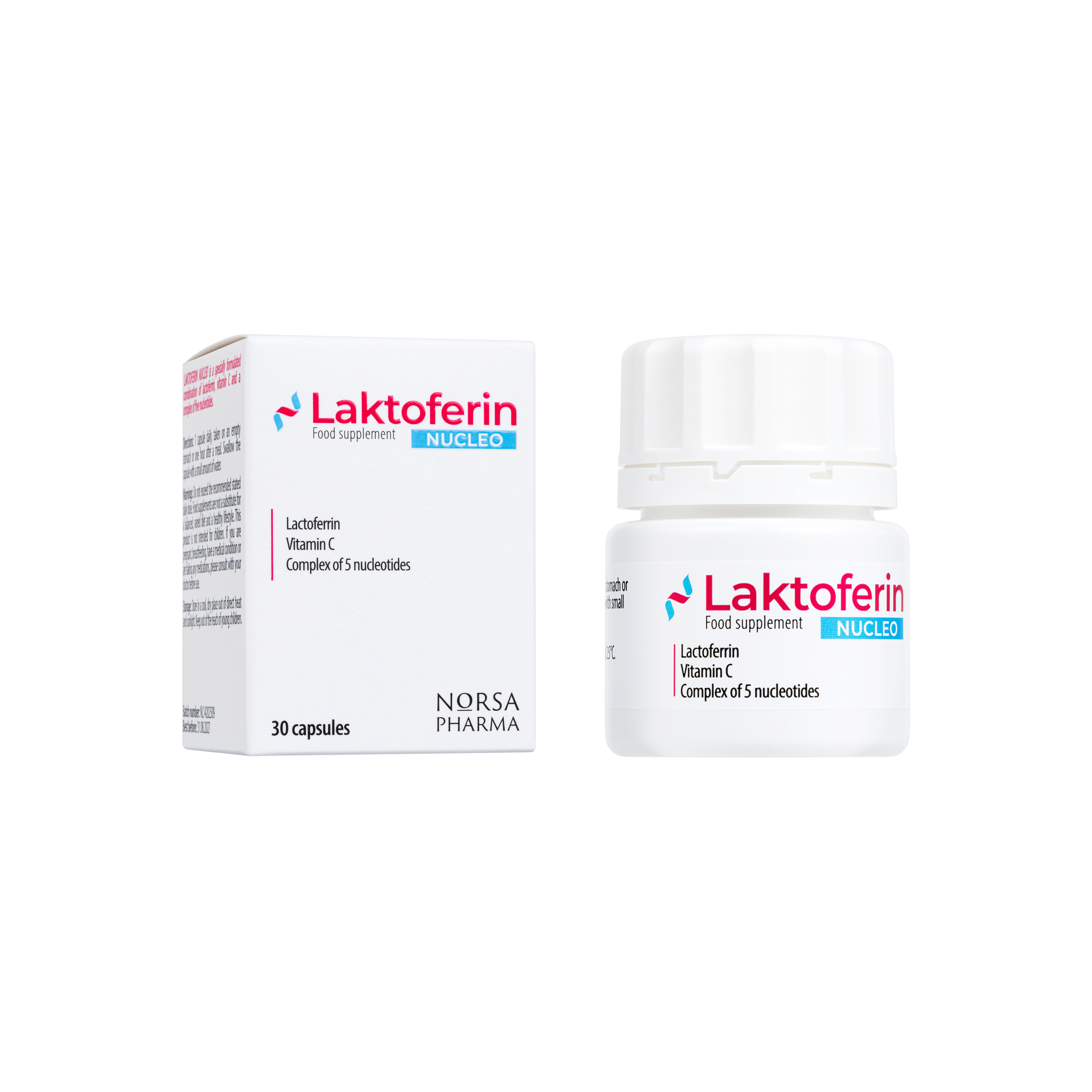 Laktoferin NUCLEO | Lactoferrin + Dietary Nucleotides with Vitamin C | Immune & Iron Absorption Support | 30 Capsules