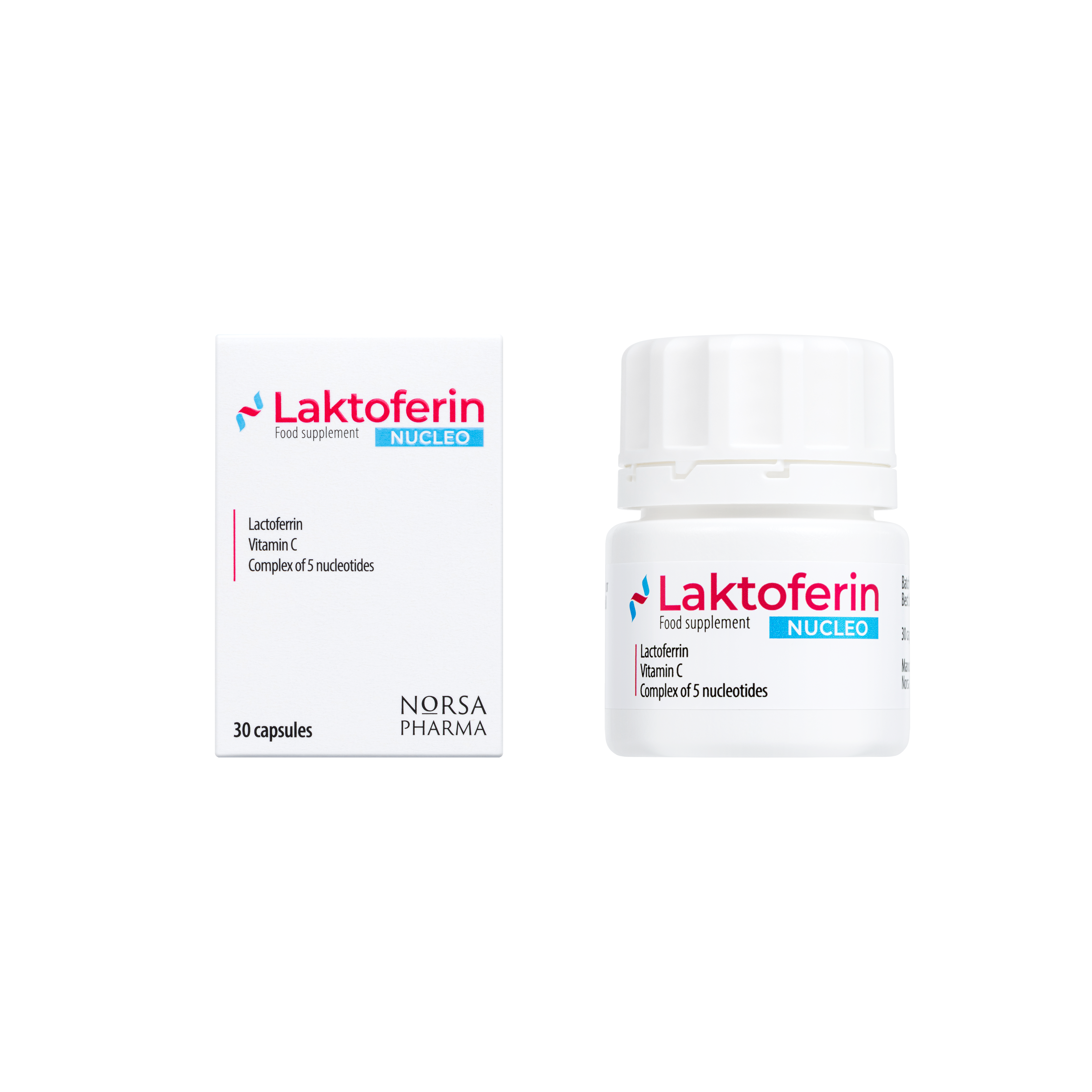 Laktoferin NUCLEO | Lactoferrin + Dietary Nucleotides with Vitamin C | Immune & Iron Absorption Support | 30 Capsules