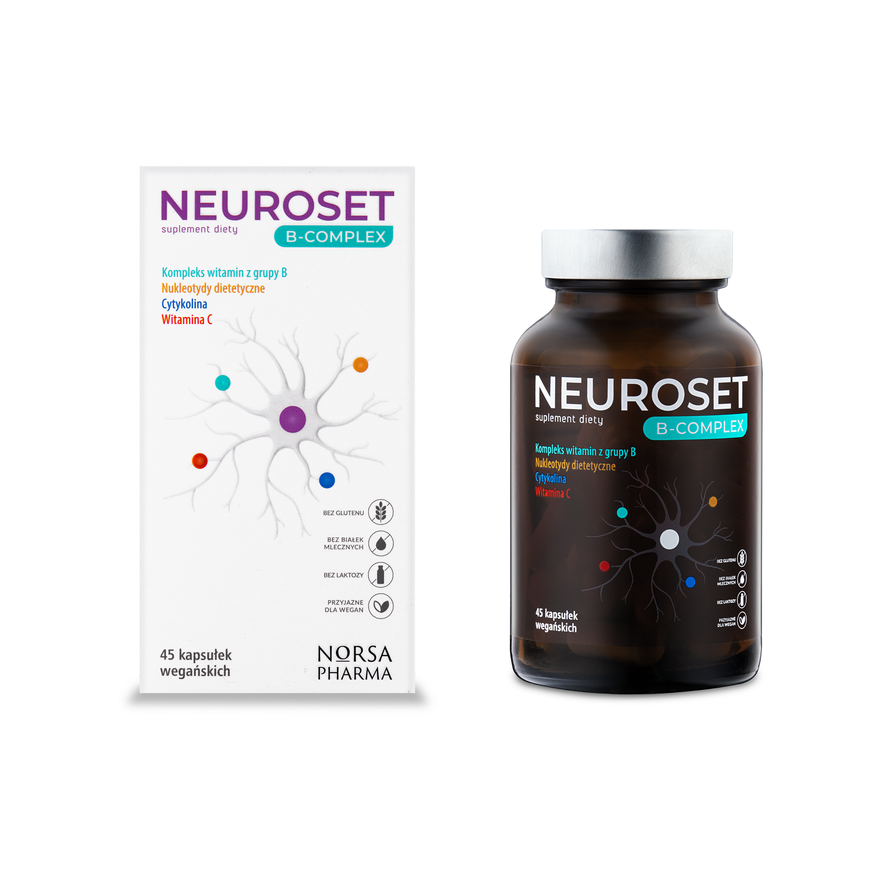 NEUROSET B-Complex supplement bottle and packaging on a white background