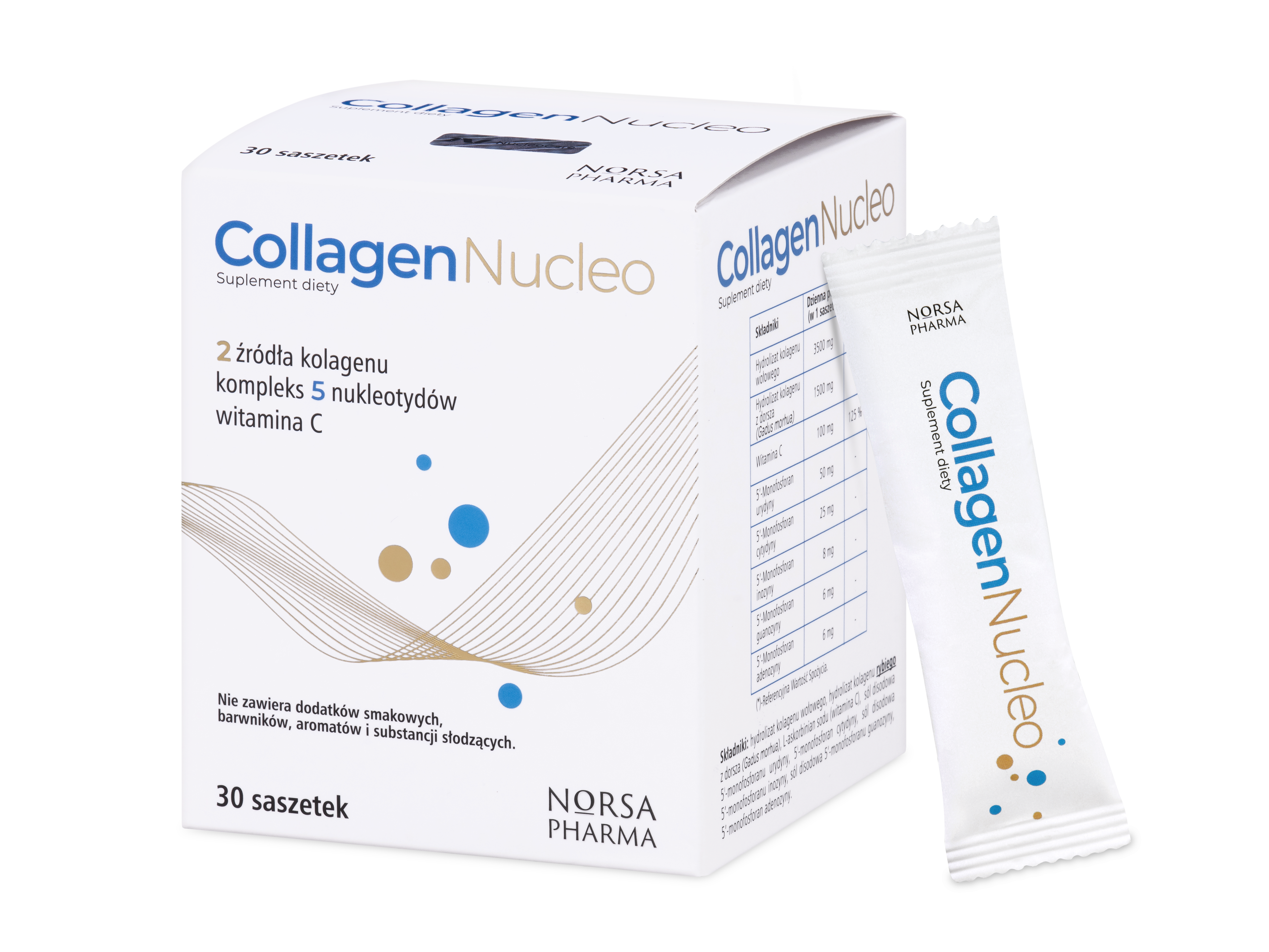 Nutripolis Collagen Nucleo box with 30 sachets of bovine and marine collagen powder