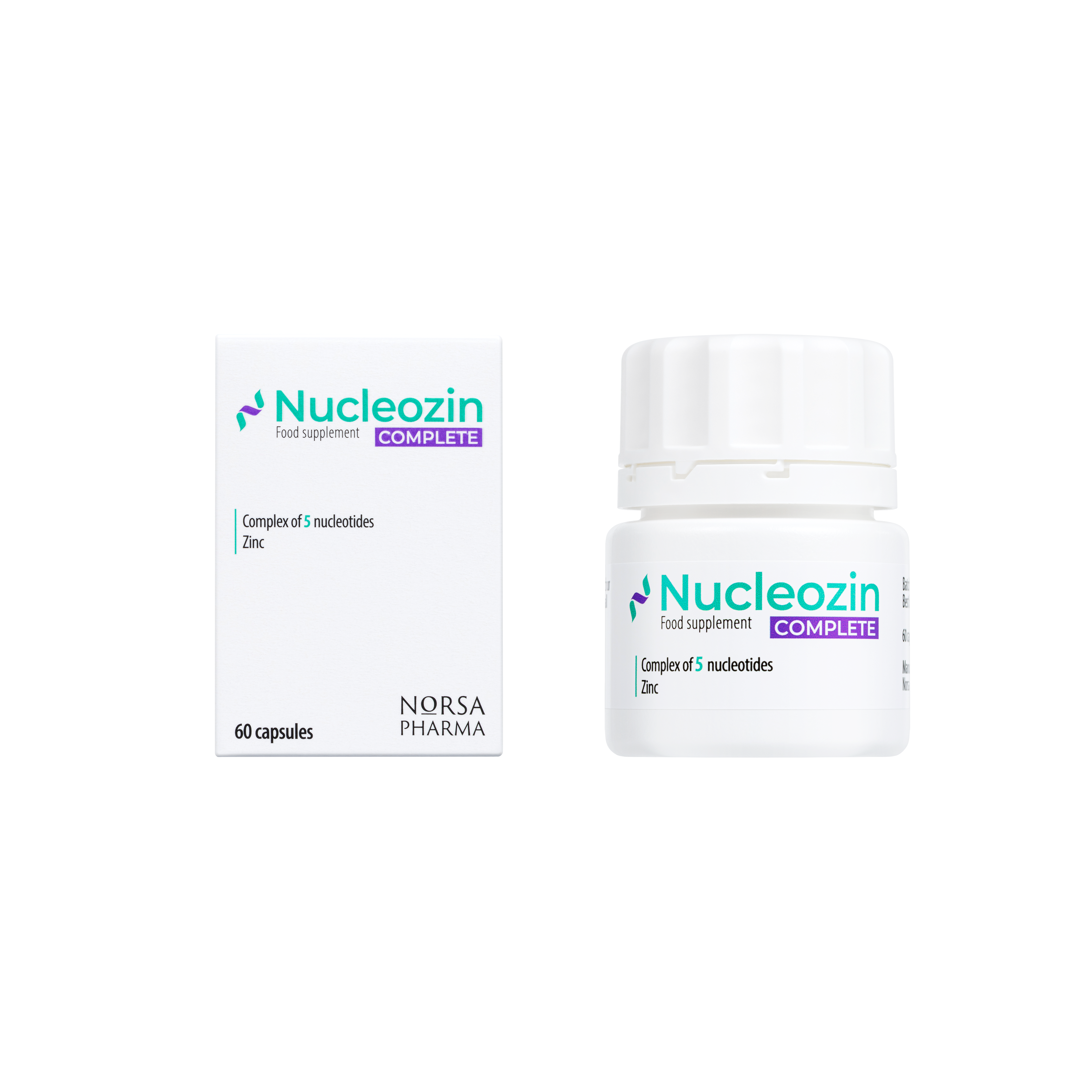 Nucleozin Complete | Zinc Citrate & Zinc Gluconate with Dietary Nucleotides | Cognitive & Immune Support | 60 Capsules | Vegan Friendly