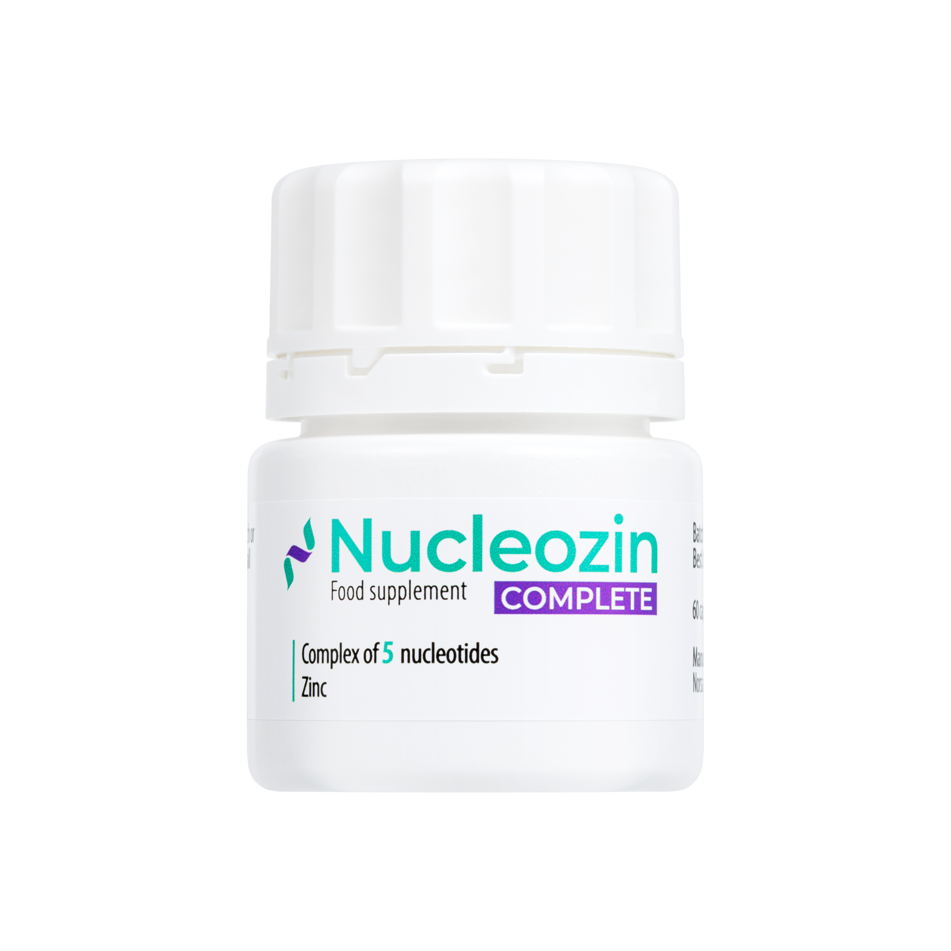 Nucleozin Complete | Zinc Citrate & Zinc Gluconate with Dietary Nucleotides | Cognitive & Immune Support | 60 Capsules | Vegan Friendly