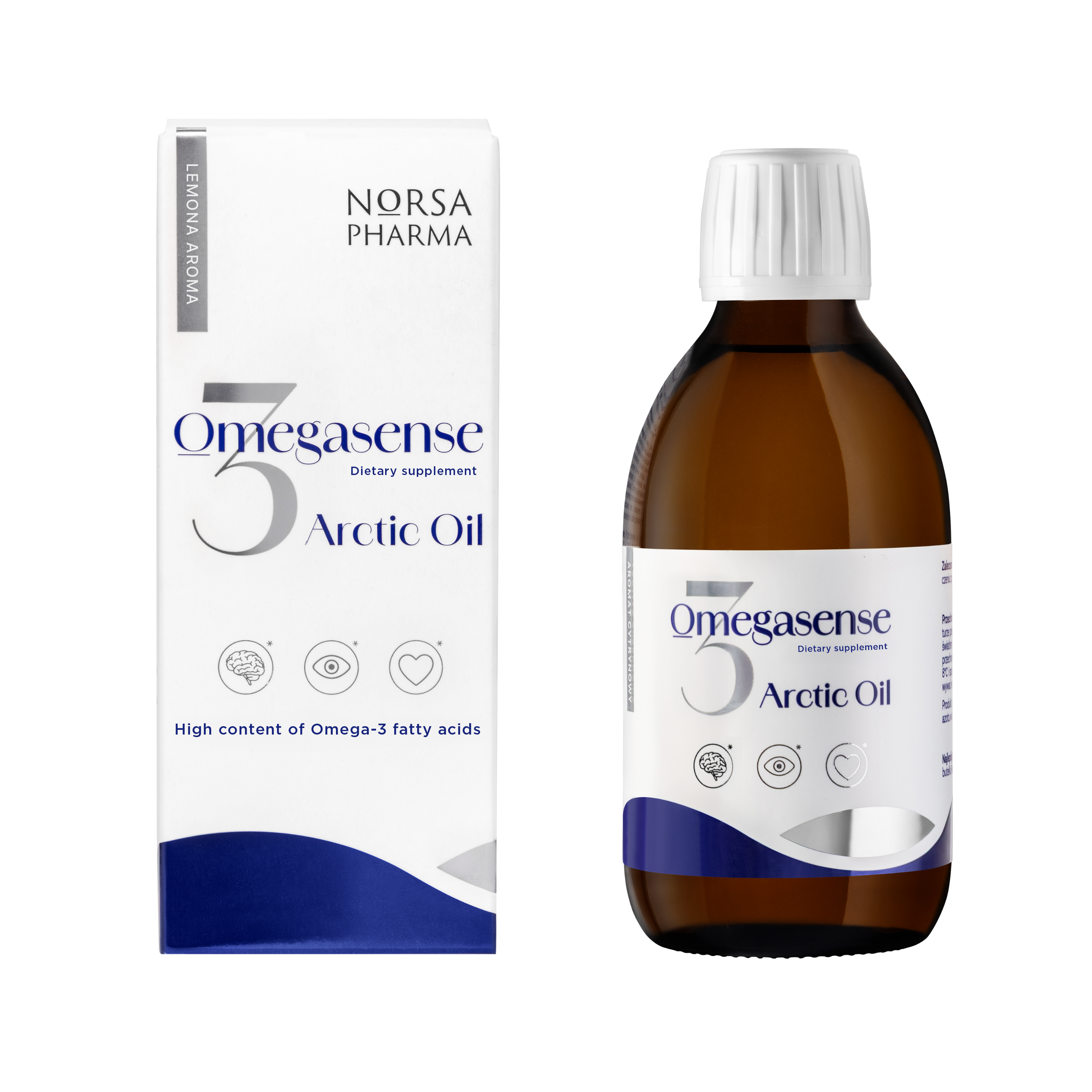 Omegasense Arctic Oil | Omega-3 Cod Liver Oil | EPA & DHA for Brain, Heart & Vision Support | Wild-Caught Norway | Lemon Flavour | 250ml (50 Daily Portions)